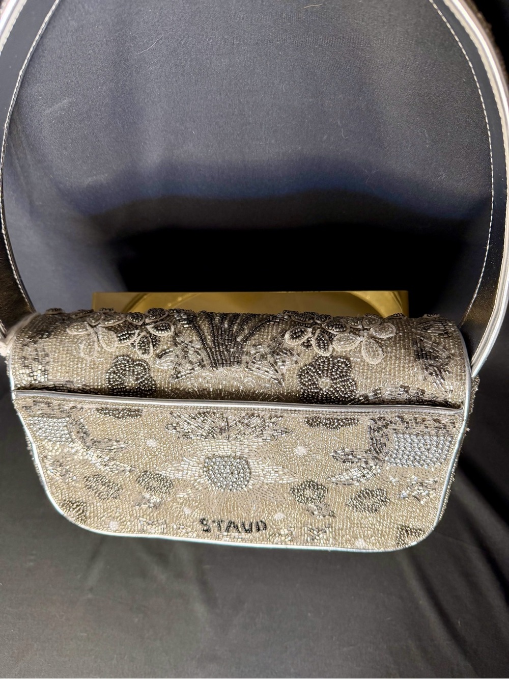 STAUD Silver Garden Party Beaded Tommy Bag - Picture 6 of 12